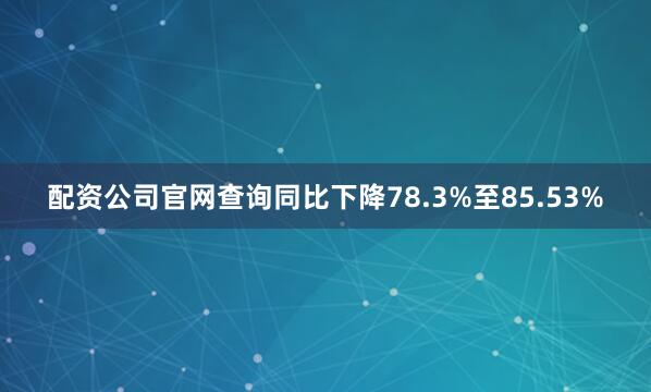 配资公司官网查询同比下降78.3%至85.53%
